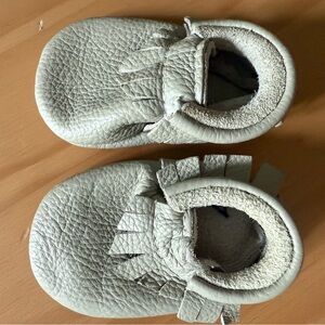 Soft Leather Baby Moccasins - Gray